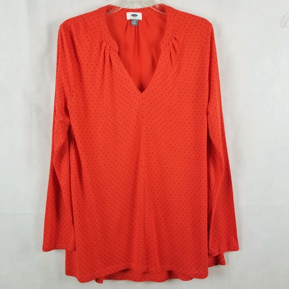 Old Navy Tops - Old Navy L Long Sleeve V Neckline Orange/Black